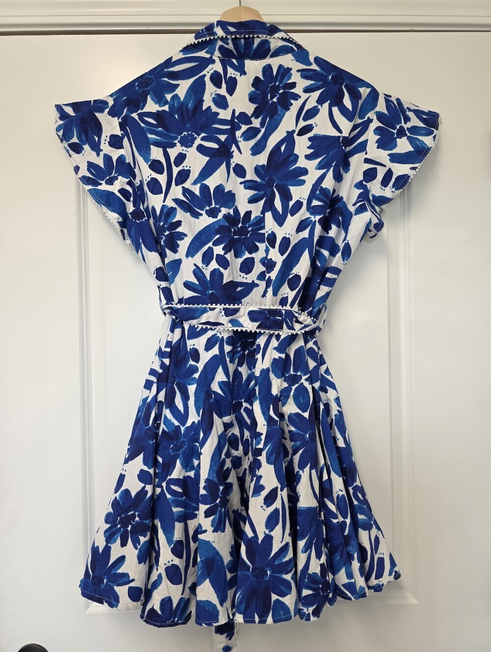 Womens Mini Floral Blue Shirt Dress Size 2X Fit An Flare Tropical Homecoming - Picture 3 of 10